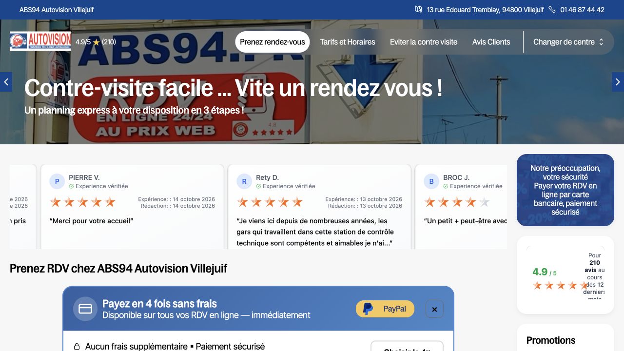 Capture du site de AUTO BILAN SECURITE · Villejuif