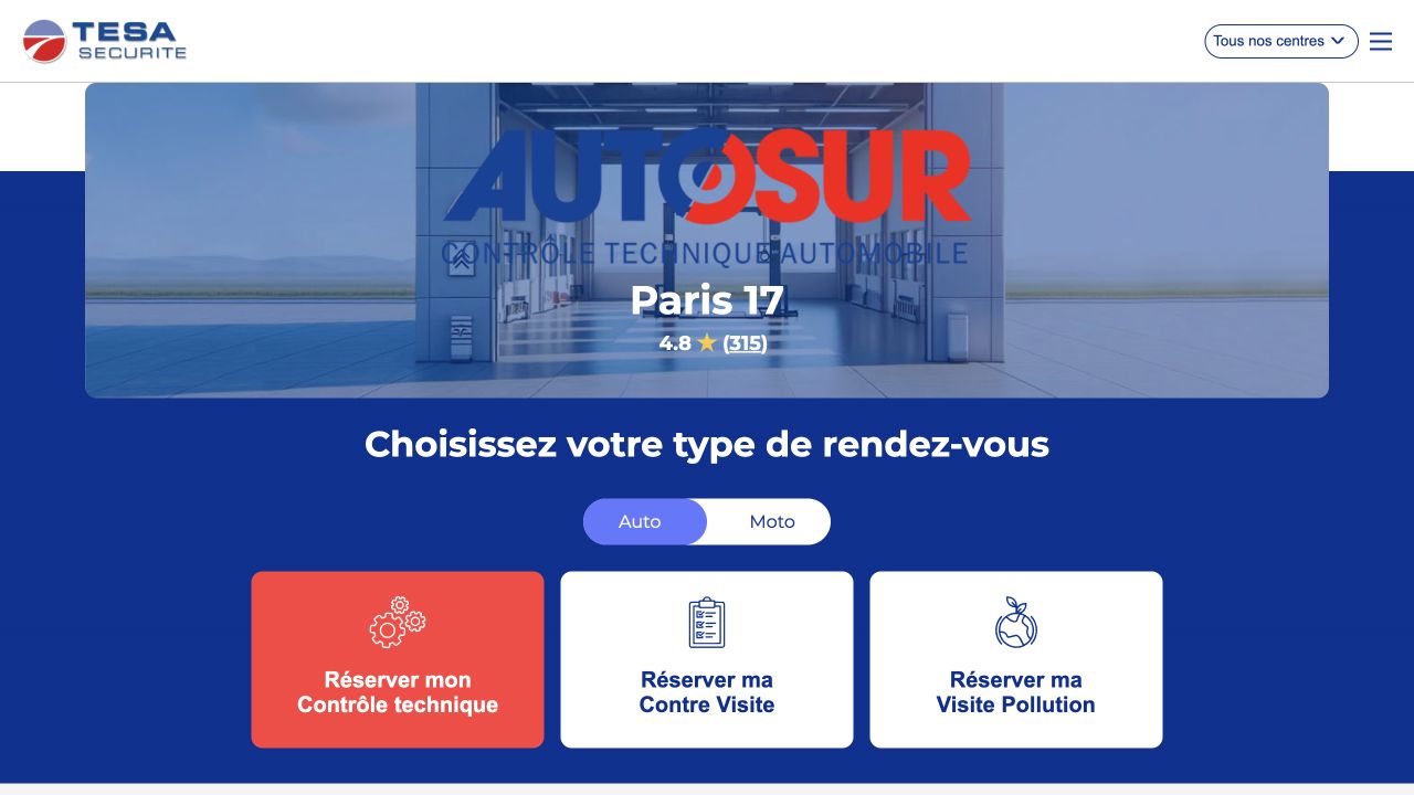 Capture du site de ACTION CONTROLE TECHNIQUE · Paris