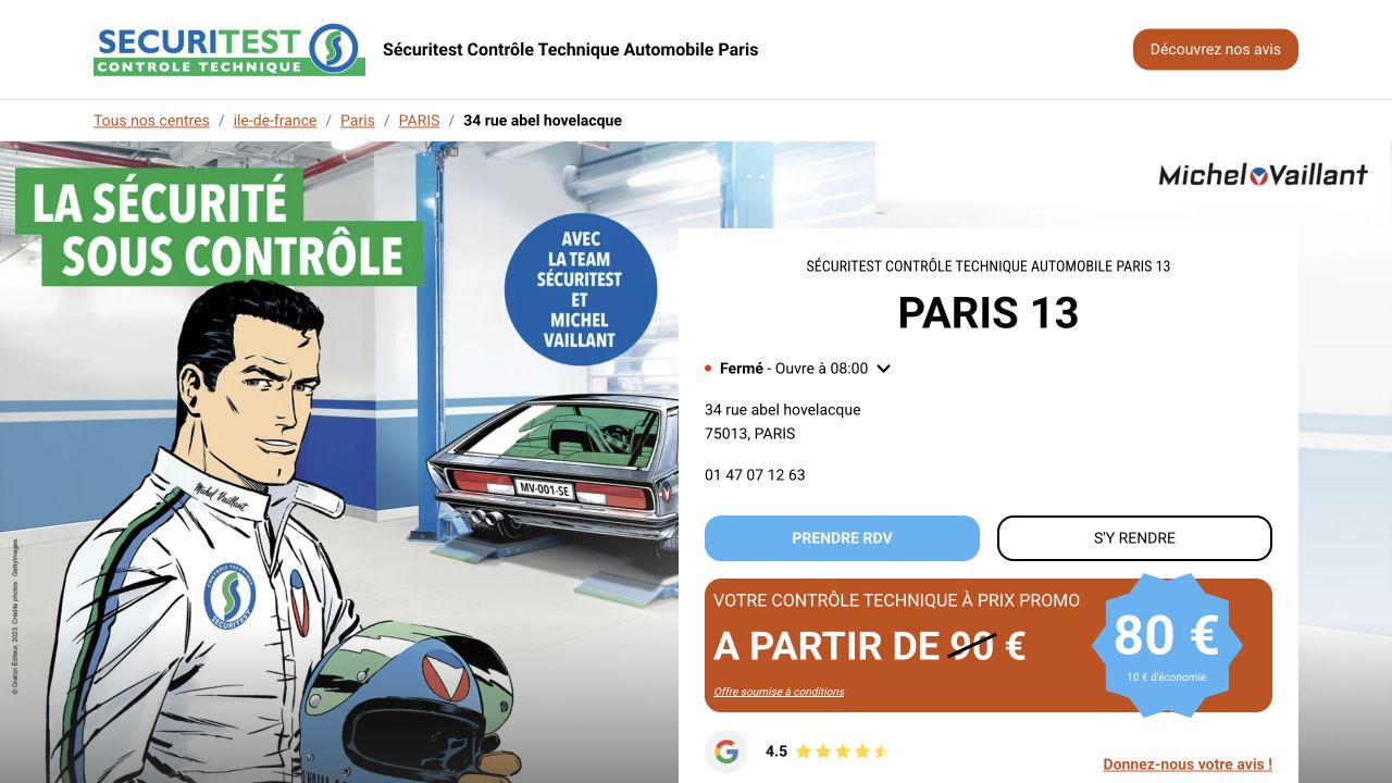 Capture du site de CENTRE DE CONTROLE ROSNY · Paris