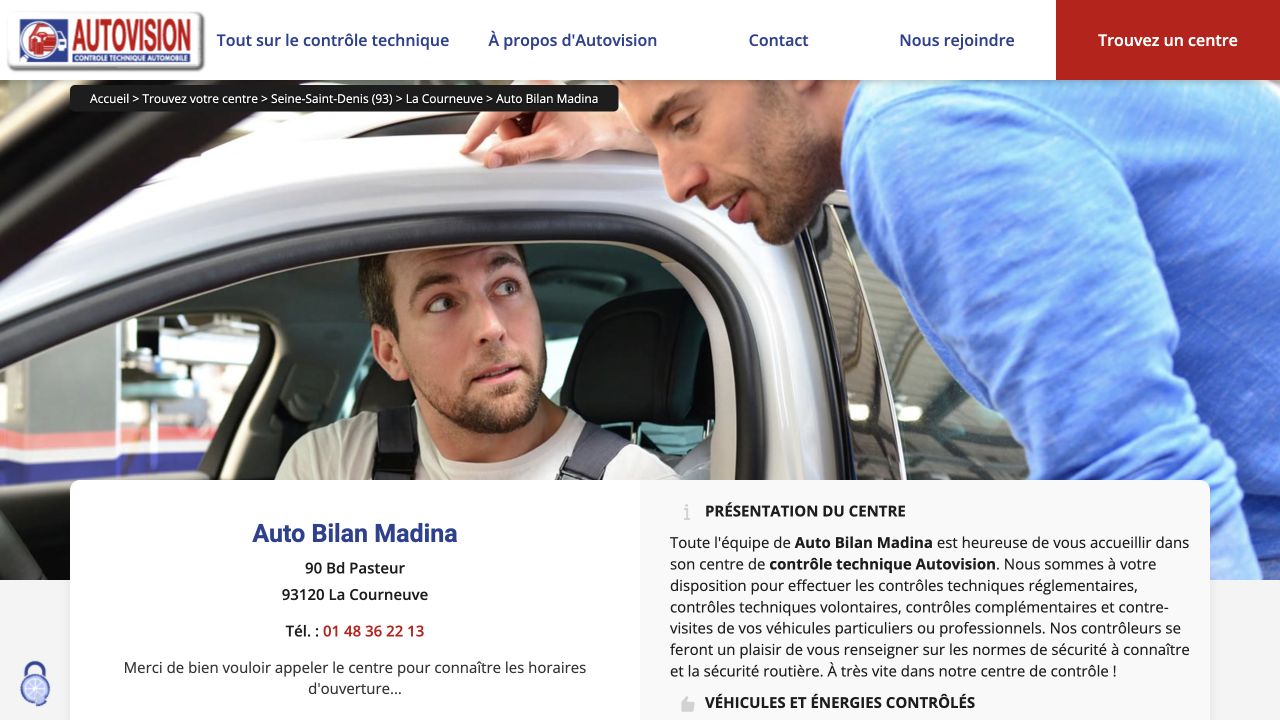 Capture du site de AUTO BILAN MADINA · La Courneuve