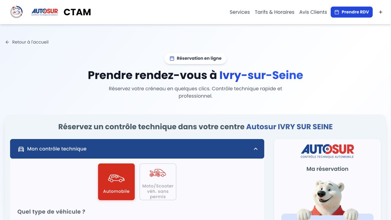 Capture du site de AUTO CONTROLE IVRY · Ivry-sur-Seine